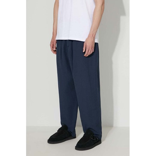 Universal Works spodnie bawełniane kolor granatowy proste 28905.NAVY-NAVY Universal Works 34 PRM