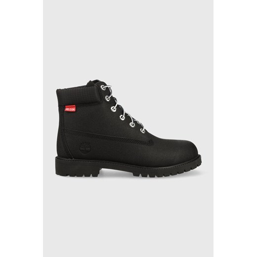 Timberland workery skórzane 0A2FMM premium damskie kolor czarny na płaskim obcasie lekko ocieplone ze sklepu PRM w kategorii Workery damskie - zdjęcie 161407652