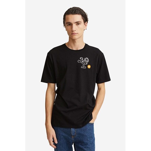 Wood Wood t-shirt bawełniany Ace x Garfield kolor czarny z nadrukiem 30045705.2222-BLACK ze sklepu PRM w kategorii T-shirty męskie - zdjęcie 161407903