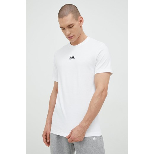 Helly Hansen t-shirt bawełniany YU PATCH T-SHIRT kolor biały z aplikacją 53391 ze sklepu PRM w kategorii T-shirty męskie - zdjęcie 161408673