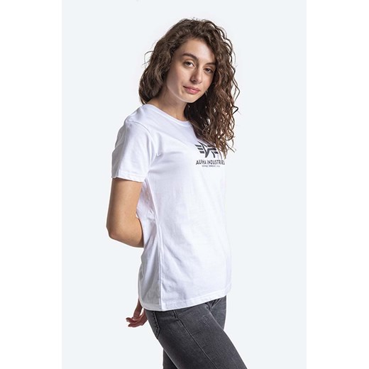 Alpha Industries t-shirt bawełniany New Basic T kolor biały 196051RR.09-BIALY ze sklepu PRM w kategorii Bluzki damskie - zdjęcie 161409191