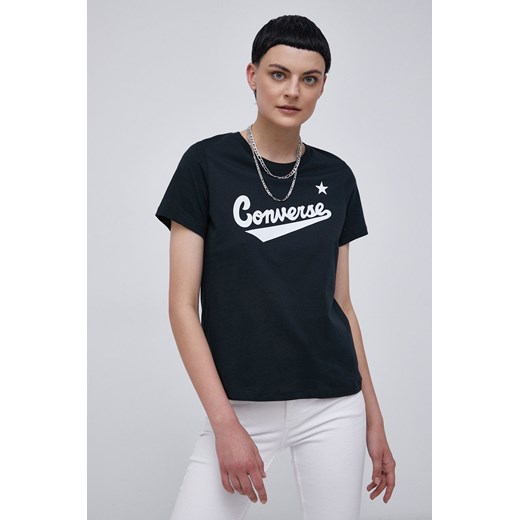 Converse T-shirt bawełniany kolor czarny 10021940.A02.001-001 Converse XS promocyjna cena PRM