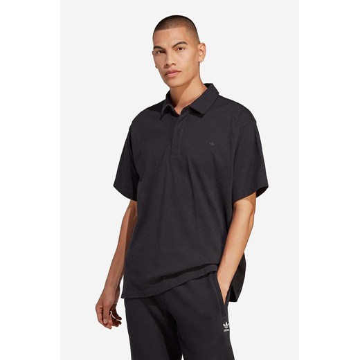 adidas Originals polo bawełniane Essentials kolor czarny gładki HR8677-CZARNY ze sklepu PRM w kategorii T-shirty męskie - zdjęcie 161409871