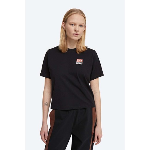 Wood Wood t-shirt bawełniany Steffi T-Shirt x Fila kolor czarny 688376.A296-BLACK ze sklepu PRM w kategorii Bluzki damskie - zdjęcie 161410501