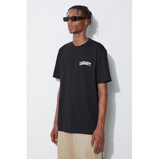 Carhartt WIP t-shirt bawełniany University Script kolor czarny z nadrukiem I028991-BUTTERCUP/ ze sklepu PRM w kategorii T-shirty męskie - zdjęcie 161410542