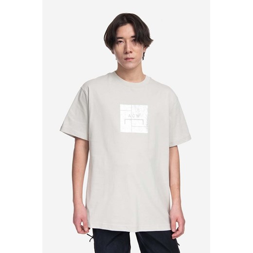 A-COLD-WALL* t-shirt bawełniany Foil Grid SS T-Shirt kolor szary z nadrukiem ACWMTS110-BONE ze sklepu PRM w kategorii T-shirty męskie - zdjęcie 161410572
