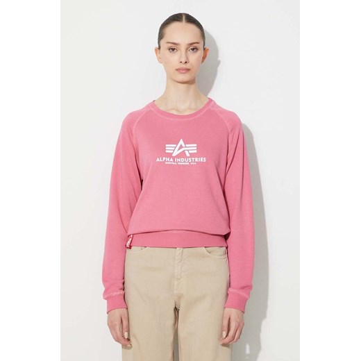 Alpha Industries bluza New Basic Sweater Wmn męska kolor różowy ze sklepu PRM w kategorii Bluzy męskie - zdjęcie 161410663