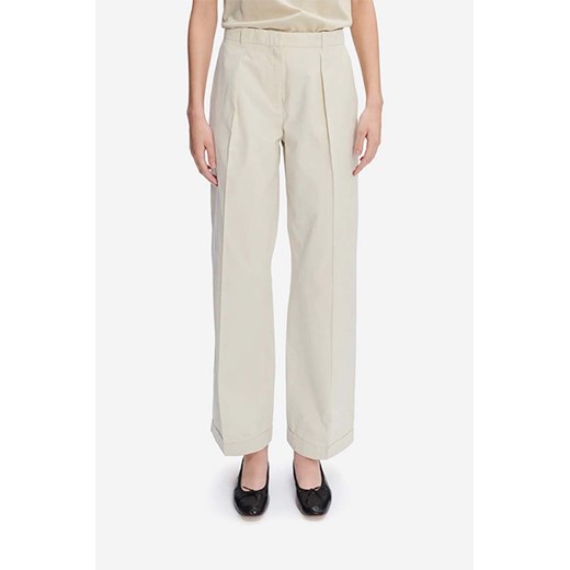 A.P.C. spodnie bawełniane Grand Pantal Camila kolor beżowy proste medium waist COEPY.F08401-ECRU ze sklepu PRM w kategorii Spodnie damskie - zdjęcie 161411103