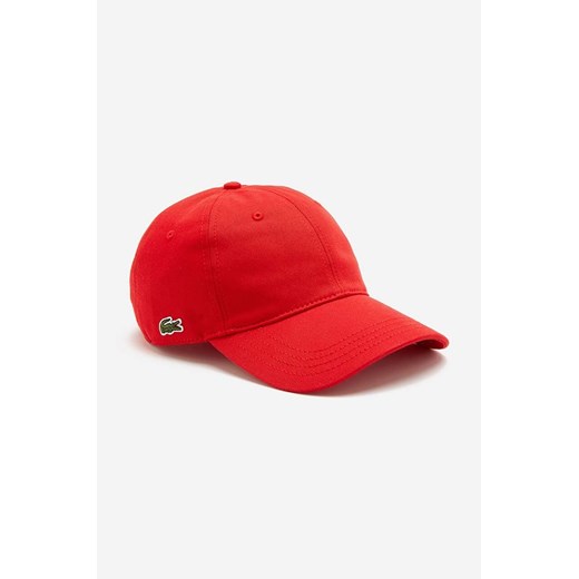 Lacoste czapka z daszkiem bawełniana kolor czerwony gładka (puste) ze sklepu PRM w kategorii Czapki z daszkiem męskie - zdjęcie 161411253
