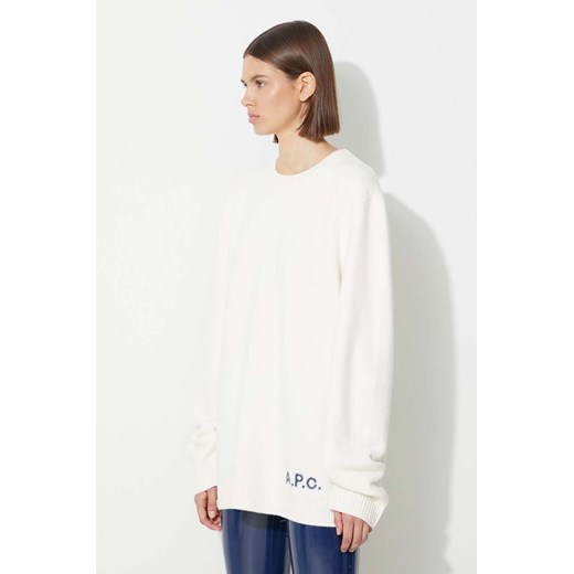 A.P.C. sweter wełniany damski kolor biały lekki XL PRM