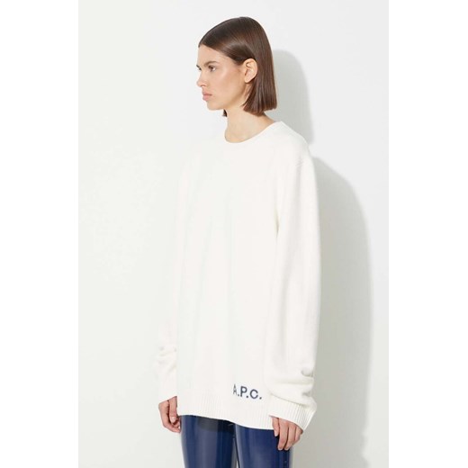 A.P.C. sweter wełniany damski kolor biały lekki ze sklepu PRM w kategorii Swetry damskie - zdjęcie 161411274