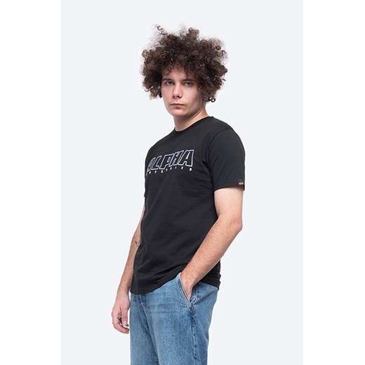 Alpha Industries t-shirt bawełniany Embroidery Heavy Tee kolor czarny z aplikacją 116573.95-CZARNY ze sklepu PRM w kategorii T-shirty męskie - zdjęcie 161412051