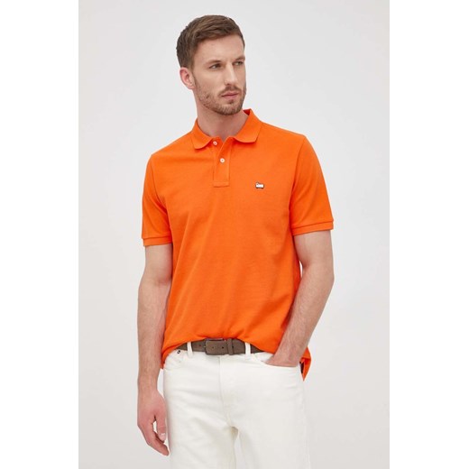 Woolrich polo bawełniane kolor pomarańczowy gładki CFWOPO0032MRUT2931-6098 ze sklepu PRM w kategorii T-shirty męskie - zdjęcie 161412083
