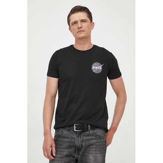 Alpha Industries t-shirt bawełniany Space Shuttle T kolor czarny z nadrukiem 176507.03 ze sklepu PRM w kategorii T-shirty męskie - zdjęcie 161412573