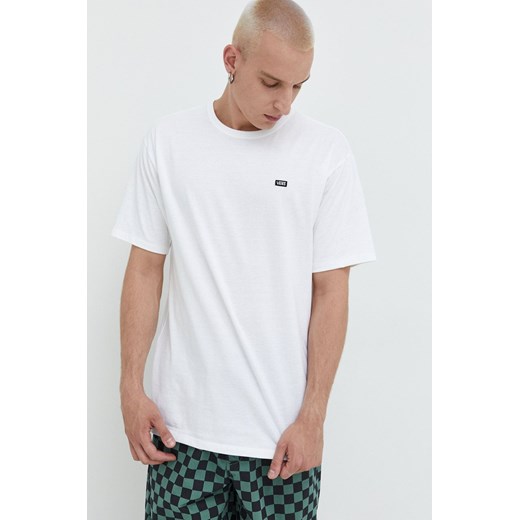 Vans t-shirt bawełniany kolor biały gładki VN0A49R7WHT1-WHITE ze sklepu PRM w kategorii T-shirty męskie - zdjęcie 161412750