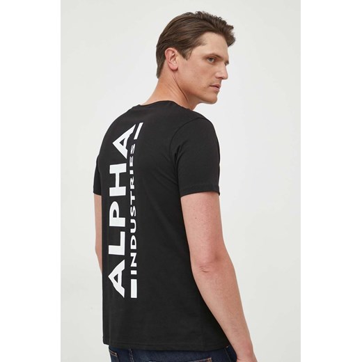 Alpha Industries t-shirt bawełniany  Backprint T kolor czarny z nadrukiem 128507 03 128507.03-CZARNY ze sklepu PRM w kategorii T-shirty męskie - zdjęcie 161412784