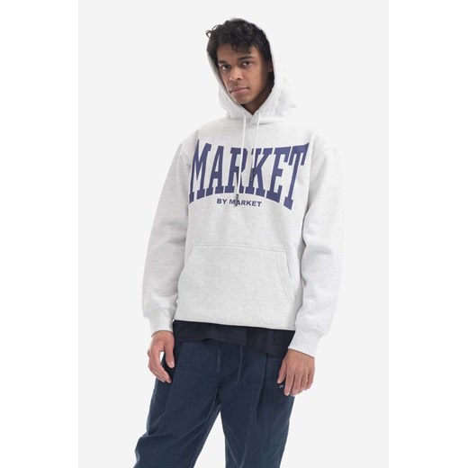 Market bluza bawełniana Persistent Logo Hoodie męska kolor szary z kapturem z nadrukiem 397000470.0016-SZARY ze sklepu PRM w kategorii Bluzy męskie - zdjęcie 161413382