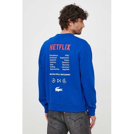 Lacoste bluza bawełniana x Netflix męska kolor granatowy wzorzysta SH7717-JQ0 Lacoste M okazyjna cena PRM