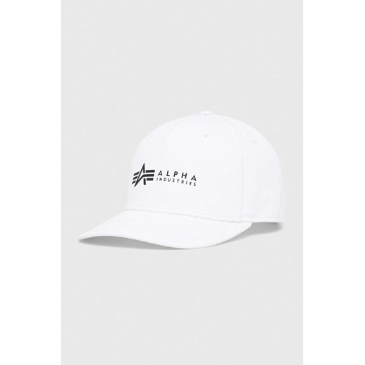 Alpha Industries czapka bawełniana kolor biały z nadrukiem 126912.09-White ze sklepu PRM w kategorii Czapki z daszkiem damskie - zdjęcie 161414131