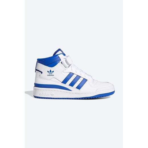 adidas Originals sneakersy skórzane Forum Mid J FZ2085 kolor biały ze sklepu PRM w kategorii Buty sportowe damskie - zdjęcie 161414701