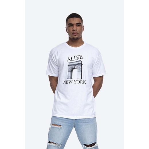 Alife t-shirt bawełniany Washington Square kolor czarny wzorzysty ALISS20-48 WHITE/BLACK ALISS20.48-WHITE.BL ze sklepu PRM w kategorii T-shirty męskie - zdjęcie 161414894