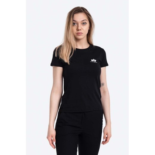 Alpha Industries t-shirt bawełniany Basic kolor czarny 196054.03-CZARNY ze sklepu PRM w kategorii Bluzki damskie - zdjęcie 161415142