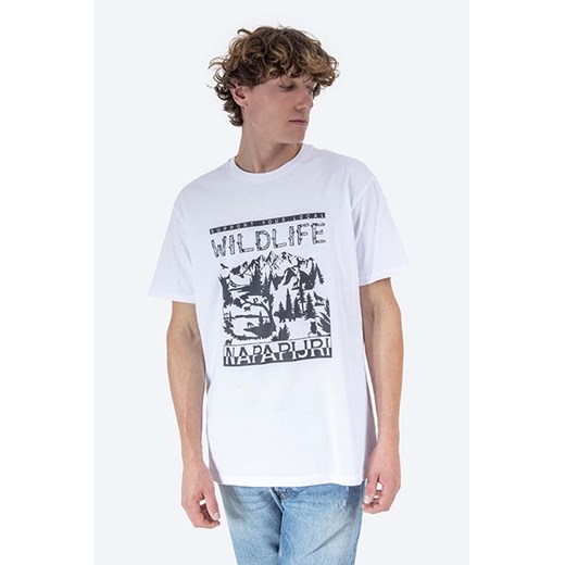 Napapijri t-shirt bawełniany kolor biały wzorzysty NA4FRC.02S-02S ze sklepu PRM w kategorii T-shirty męskie - zdjęcie 161415160