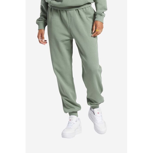 Reebok Classic spodnie bawełniane Classic AE Archive Fit kolor zielony gładkie IC0194-ZIELONY ze sklepu PRM w kategorii Spodnie damskie - zdjęcie 161415190
