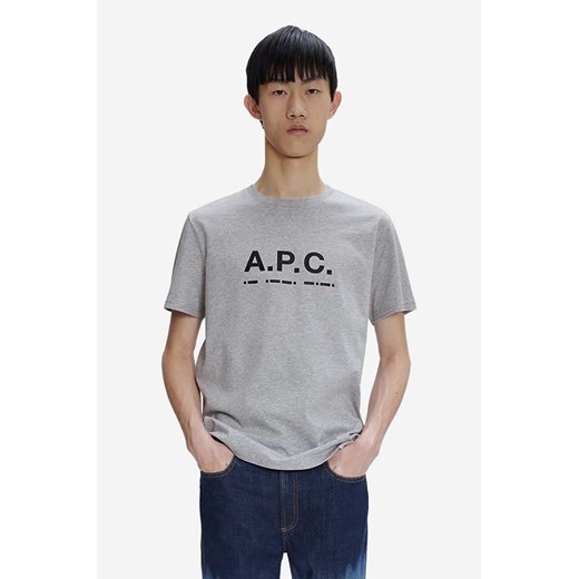 A.P.C. t-shirt bawełniany Sven męski kolor szary z nadrukiem M wyprzedaż PRM