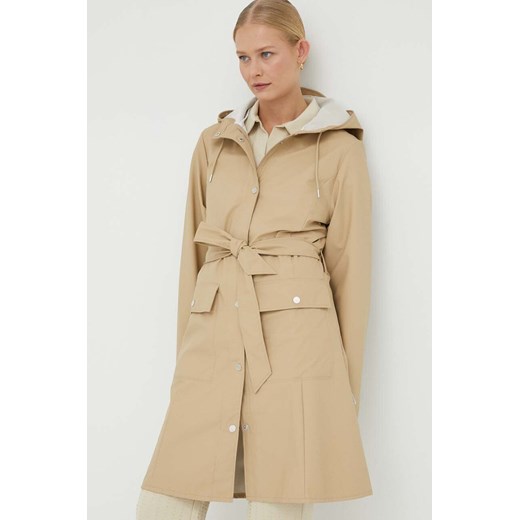 Rains płaszcz przeciwdeszczowy Curve Jacket 18130 damski kolor beżowy Rains M okazyjna cena PRM