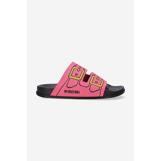 Marni klapki Sandal damskie kolor różowy SAMS015802.P4547-ROZOWY ze sklepu PRM w kategorii Klapki damskie - zdjęcie 161417071