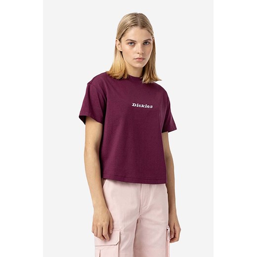 Dickies t-shirt bawełniany Loretto Tee kolor bordowy DK0A4XBAC95-BURGUNDOWY ze sklepu PRM w kategorii Bluzki damskie - zdjęcie 161417191
