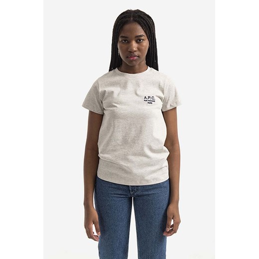 A.P.C. t-shirt bawełniany Denise kolor szary COEAV.F26842-WHITE ze sklepu PRM w kategorii Bluzki damskie - zdjęcie 161417194