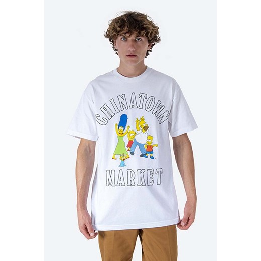 Market t-shirt bawełniany Chinatown Market x The Simpsons Family OG Tee kolor biały z nadrukiem CTM1990346-BIALY ze sklepu PRM w kategorii T-shirty męskie - zdjęcie 161417214