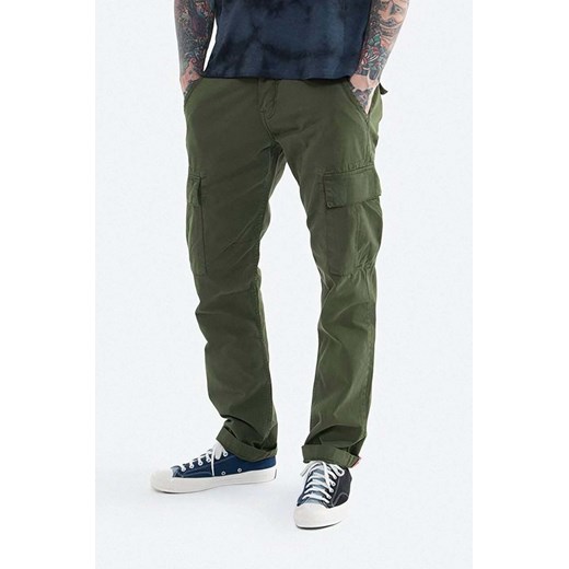 Alpha Industries spodnie bawełniane Agent Pant kolor zielony proste 158205.142 ze sklepu PRM w kategorii Spodnie męskie - zdjęcie 161417810