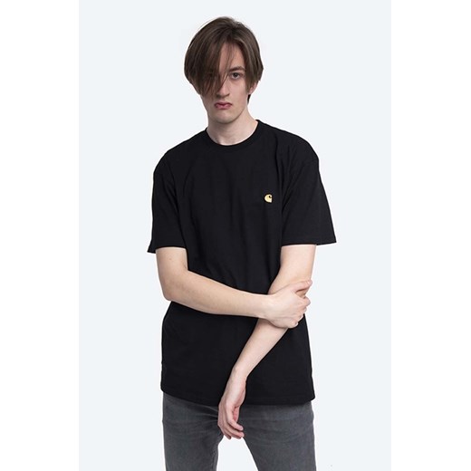 Carhartt WIP t-shirt bawełniany Chase kolor czarny gładki I026391 BLACK/GOLD S promocja PRM
