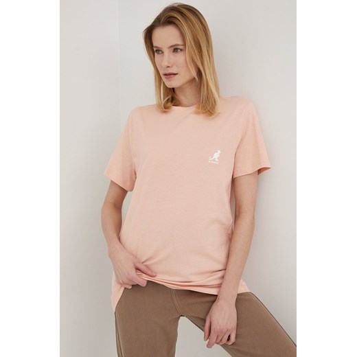 Kangol t-shirt bawełniany kolor różowy KLEU006.D-115 ze sklepu PRM w kategorii Bluzki damskie - zdjęcie 161418131