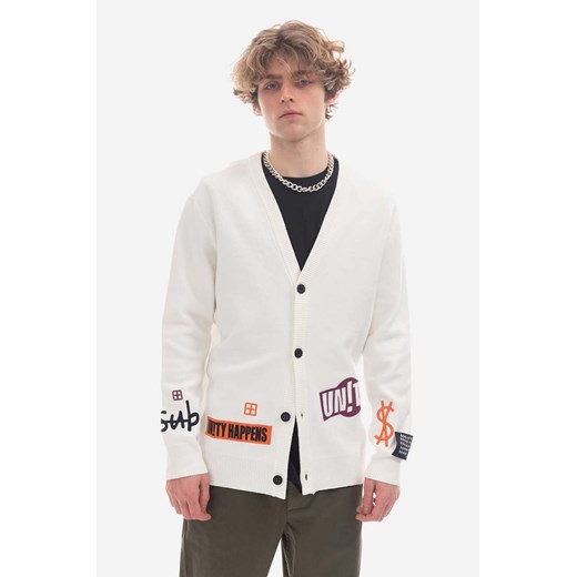 KSUBI kardigan męski kolor biały lekki MPS23KW004-BIALY ze sklepu PRM w kategorii Swetry męskie - zdjęcie 161418323