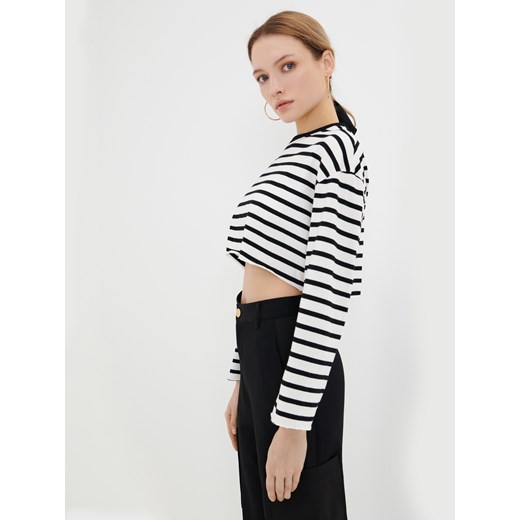 Sinsay - Crop top w paski - czarny Sinsay L okazja Sinsay