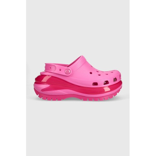 Crocs klapki Classic Mega Crush Clog damskie kolor różowy na platformie 207988 ze sklepu PRM w kategorii Klapki damskie - zdjęcie 161423750