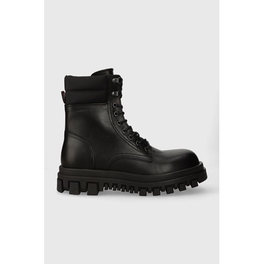 Tommy Jeans workery skórzane TJM ELEVATED OUTSOLE BOOT męskie kolor czarny EM0EM01251 ze sklepu ANSWEAR.com w kategorii Buty zimowe męskie - zdjęcie 161426803