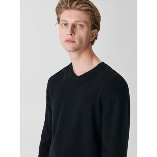 Sinsay - Sweter z dekoltem w serek - czarny ze sklepu Sinsay w kategorii Swetry męskie - zdjęcie 161429021
