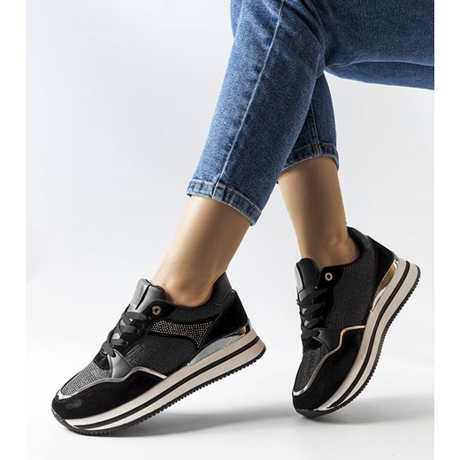 Czarne błyszczące sneakersy Enola ze sklepu gemre w kategorii Buty sportowe damskie - zdjęcie 161429271