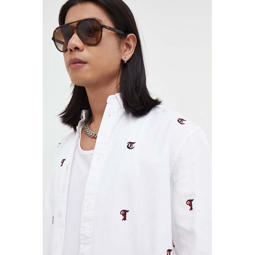 Tommy Jeans koszula bawełniana męska kolor biały regular z kołnierzykiem Tommy Jeans M ANSWEAR.com