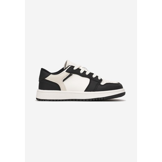 Czarno-Beżowe Sznurowane Buty Sportowe na Płaskiej Podeszwie Dodatkowo Zapinane na Rzep Babes ze sklepu born2be.pl w kategorii Buty sportowe dziecięce - zdjęcie 161441773