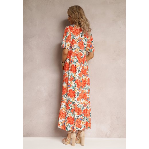 Sukienka Renee w stylu boho prosta z okrągłym dekoltem z krótkimi rękawami maxi