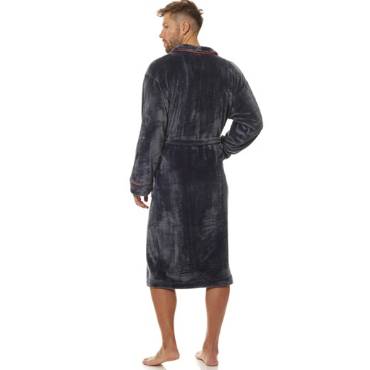 Szlafrok męski z kołnierzem w kolorze grafitowym 2111 Luca, Kolor grafitowy, Rozmiar M, L&amp;L ze sklepu Primodo w kategorii Szlafroki męskie - zdjęcie 161451611