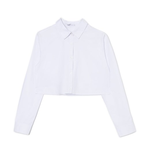 Cropp - Biała krótka koszula - biały ze sklepu Cropp w kategorii Koszule damskie - zdjęcie 161453550
