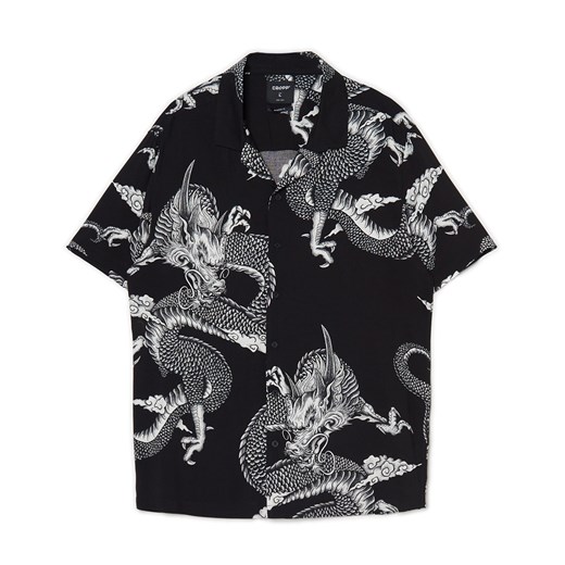 Cropp - Koszula z motywem smoków - czarny ze sklepu Cropp w kategorii Koszule męskie - zdjęcie 161453554