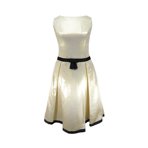 Stabo sukienka złota rozkloszowana n-fashion-pl bezowy elegancki